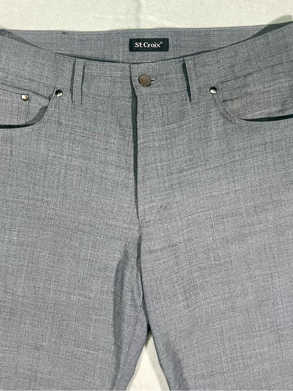 St. Croix Men’s 35 Gray Textured Wool Blend Pants Made in Italy Microfiber